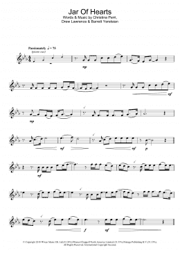page one of Jar Of Hearts (Flute Solo)