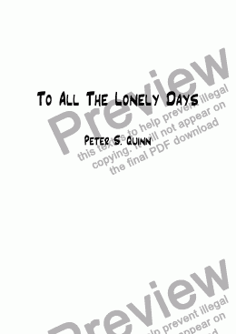 page one of To All The Lonely Days