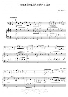 page one of Theme From Schindler's List (Cello and Piano)