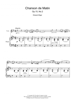 page one of Chanson De Matin Opus 15, No. 2 (Violin Solo)