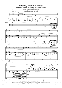 page one of Nobody Does It Better (Violin Solo)