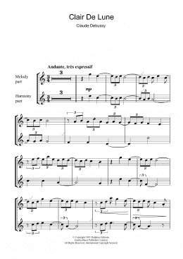 page one of Clair De Lune (Recorder)