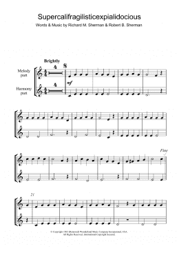 page one of Supercalifragilisticexpialidocious (from Mary Poppins) (Recorder Solo)