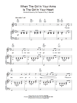 page one of When The Girl In Your Arms Is The Girl In Your Heart (Piano, Vocal & Guitar Chords)
