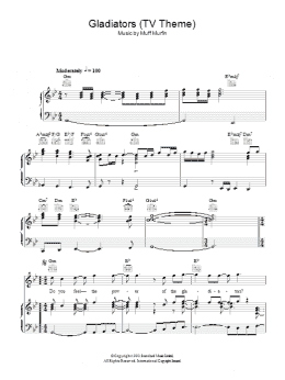 page one of Gladiators (TV Theme) (Piano, Vocal & Guitar Chords)