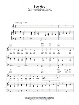 page one of Boo-Hoo (Piano, Vocal & Guitar Chords)