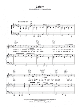 page one of Lately (Piano, Vocal & Guitar Chords (Right-Hand Melody))