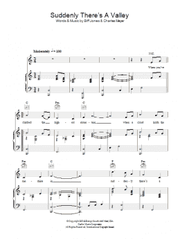 page one of Suddenly There's A Valley (Piano, Vocal & Guitar Chords)