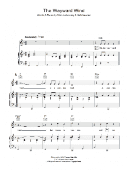 page one of The Wayward Wind (Piano, Vocal & Guitar Chords)