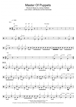 page one of Master Of Puppets (Drums)