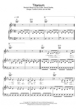 page one of Titanium (featuring Sia) (Piano, Vocal & Guitar Chords (Right-Hand Melody))