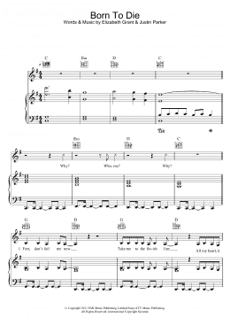 page one of Born To Die (Piano, Vocal & Guitar Chords)