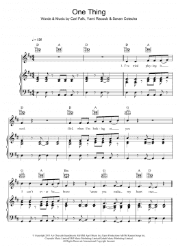 page one of One Thing (Piano, Vocal & Guitar Chords)