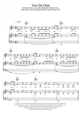 page one of You Da One (Piano, Vocal & Guitar Chords)