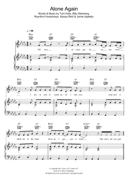 page one of Alone Again (Piano, Vocal & Guitar Chords)