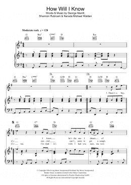 page one of How Will I Know (Piano, Vocal & Guitar Chords)