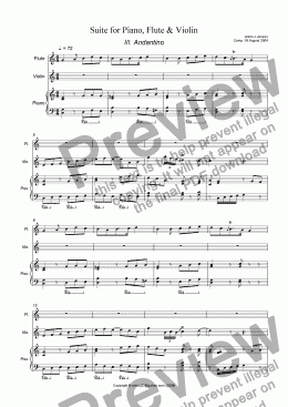 page one of Suite for Piano, flute & Violin - III. Andantino