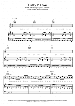 page one of Crazy In Love (Piano, Vocal & Guitar Chords)