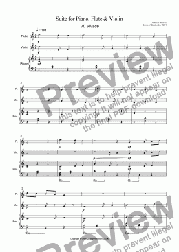 page one of Suite for Piano, flute & violin - VI. Vivace