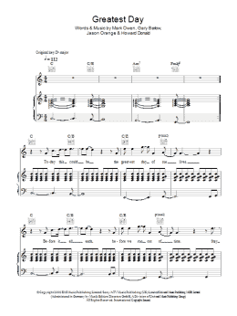 page one of Greatest Day (Piano, Vocal & Guitar Chords)