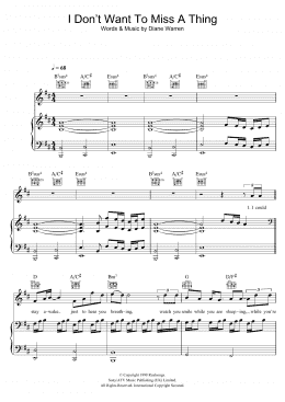 page one of I Don't Want To Miss A Thing (Piano, Vocal & Guitar Chords)