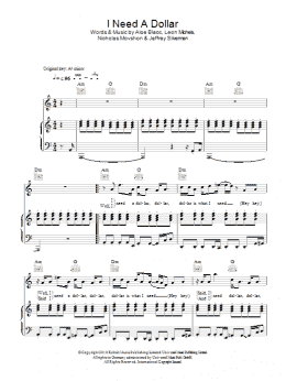 page one of I Need A Dollar (Piano, Vocal & Guitar Chords)