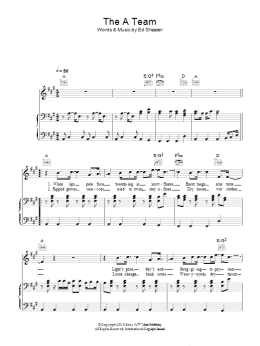 page one of The A Team (Piano, Vocal & Guitar Chords)