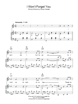 page one of I Won't Forget You (Piano, Vocal & Guitar Chords)