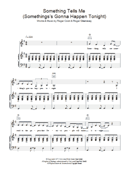 page one of Something Tells Me (Something's Gonna Happen Tonight) (Piano, Vocal & Guitar Chords)