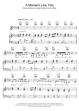 page one of A Moment Like This (Piano, Vocal & Guitar Chords)