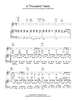 page one of A Thousand Years (Piano, Vocal & Guitar Chords)