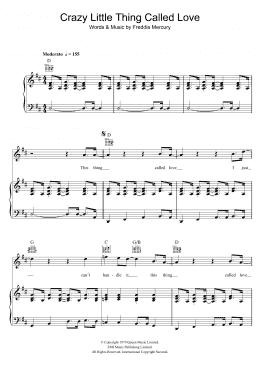 page one of Crazy Little Thing Called Love (Piano, Vocal & Guitar Chords)