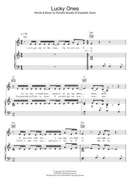 page one of Lucky Ones (Piano, Vocal & Guitar Chords)