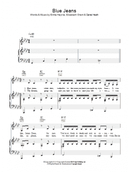 page one of Blue Jeans (Piano, Vocal & Guitar Chords)