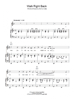 page one of Walk Right Back (Piano, Vocal & Guitar Chords)