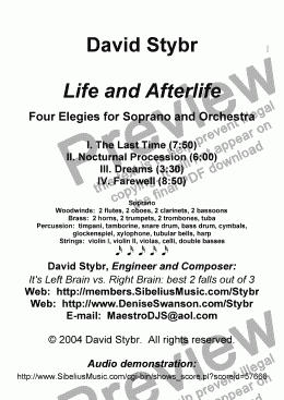 page one of Life and Afterlife: Four Elegies for Soprano and Orchestra