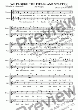 page one of Descant To We Plough The Fields And Scatter