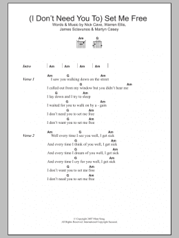 page one of (I Don't Need You To) Set Me Free (Guitar Chords/Lyrics)