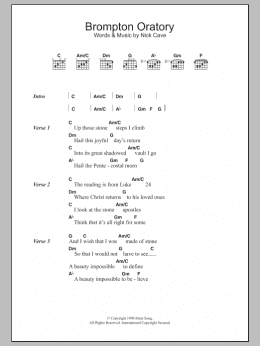 page one of Brompton Oratory (Guitar Chords/Lyrics)