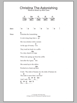 page one of Christina The Astonishing (Guitar Chords/Lyrics)