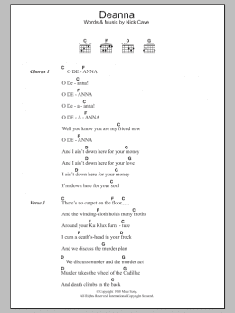 page one of Deanna (Guitar Chords/Lyrics)