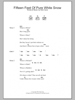 page one of Fifteen Feet Of Pure White Snow (Guitar Chords/Lyrics)