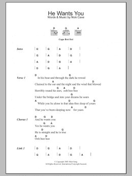 page one of He Wants You (Guitar Chords/Lyrics)