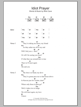 page one of Idiot Prayer (Guitar Chords/Lyrics)