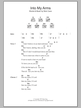 page one of Into My Arms (Guitar Chords/Lyrics)