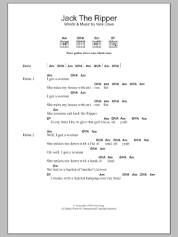 page one of Jack The Ripper (Guitar Chords/Lyrics)