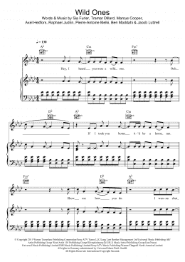 page one of Wild Ones (featuring Sia) (Piano, Vocal & Guitar Chords)