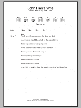page one of John Finn's Wife (Guitar Chords/Lyrics)