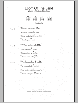 page one of Loom Of The Land (Guitar Chords/Lyrics)