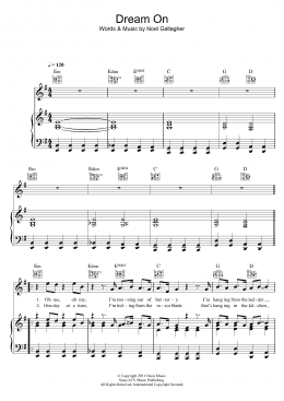 page one of Dream On (Piano, Vocal & Guitar Chords)
